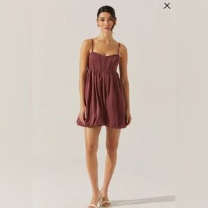 ASTR Bustier Bubble Hem Mini Dress - Merlot Color